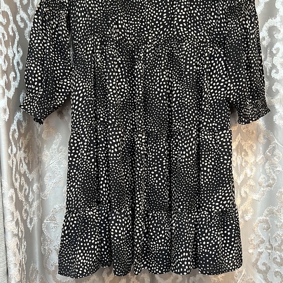 Emma & Michele High Neck Chiffon Long Sleeve Short Dress - Picture 3 of 5